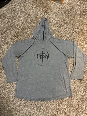 Heather Gray Graphic Hoodie with Circular Logo
